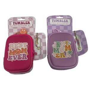 Tumbler Accessories Set, Pouch, Chain, Straw Cap Mom Era Set Of 2